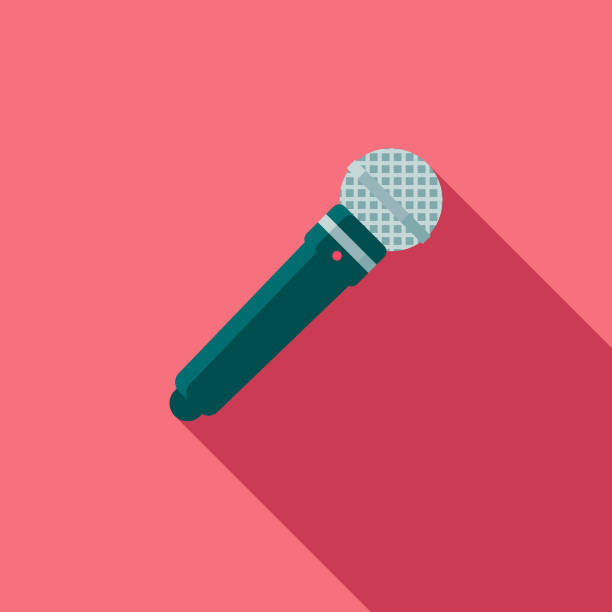 Wedding Flat Design Speech Icon with Side Shadow A flat design styled wedding icon with a long side shadow. Color swatches are global so it’s easy to edit and change the colors. microphone icons stock illustrations