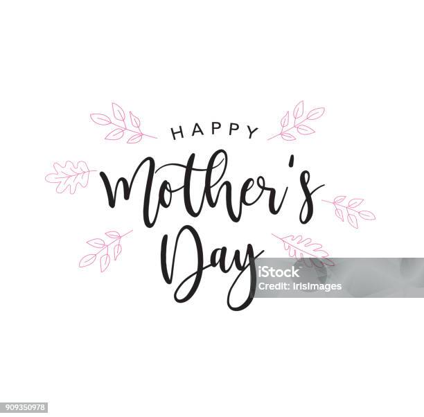 Happy Mothers Day Holiday Handwriting Stock Illustration - Download Image Now - Mother's Day, Mother, Flower
