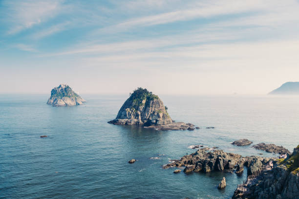 Oryukdo islands with blue ocean in Busan, Korea