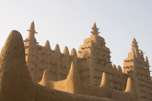 Close-up of a complex and detailed sand castle on a beach in Lignano Sabbiadoro, Italy