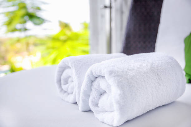 istock New clean towels in hotel room 909370738