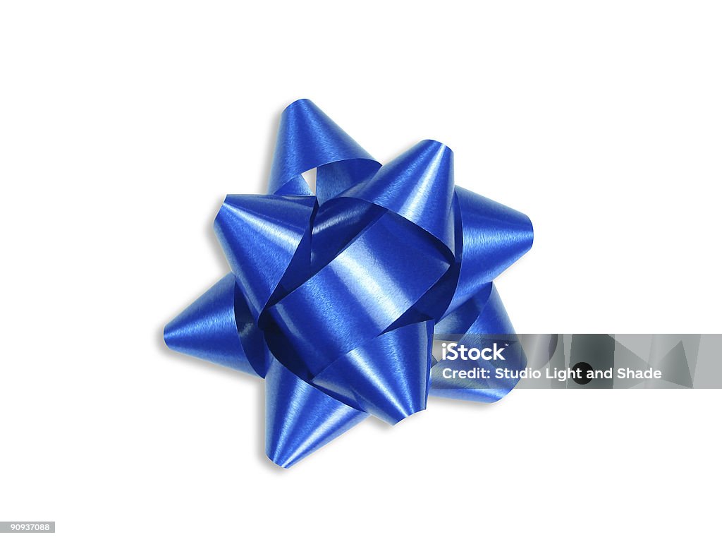 Fiocco blu regalo (con clipping path - Foto stock royalty-free di Anniversario