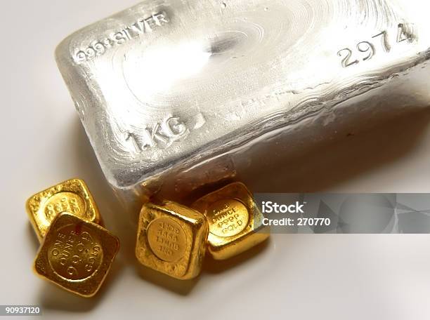 Gold And Silver Bullion Stock Photo - Download Image Now - Silver - Metal, Silver Colored, Gold - Metal
