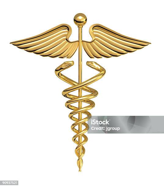A Golden Caduceus Medical Symbol Stock Photo - Download Image Now - Caduceus, Medical Symbol, Healthcare And Medicine
