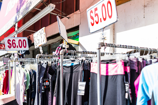 Cheap Clothing Athletic Knockoff Sale Display For Five And Six Dollars  Price Stand Market Fordham Heights Center New York City Nyc Stock Photo -  Download Image Now - iStock