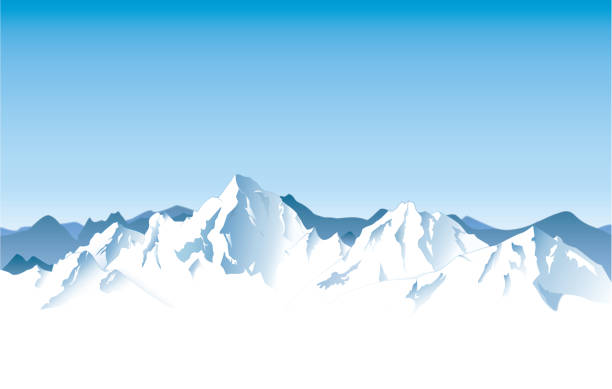 illustrazioni stock, clip art, cartoni animati e icone di tendenza di montagne - snowcapped mountain mountain range snow