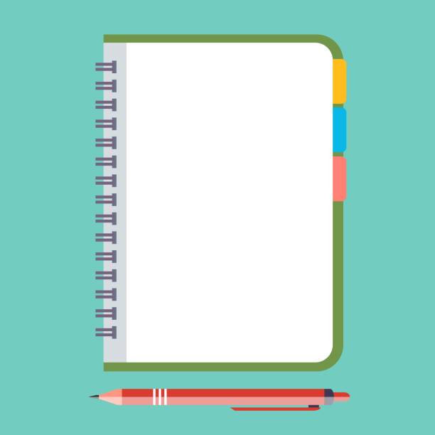 ilustrações de stock, clip art, desenhos animados e ícones de empty notepad with pen - diary