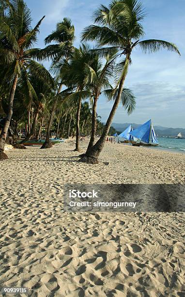 보라카이 플라주 야자수 하얀 모래 관광에 대한 스톡 사진 및 기타 이미지 - 관광, 관광 리조트, 관광객