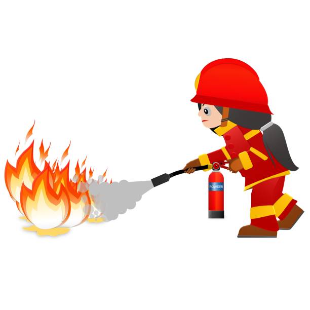 Extinguish Fire Fireman Hold In Hand Fire Extinguisher Isolated On  Background Protection From Flame Powder From Nozzlea Woman Demonstrating  How To Use A Fire Extinguisher Stock Illustration - Download Image Now -  iStock