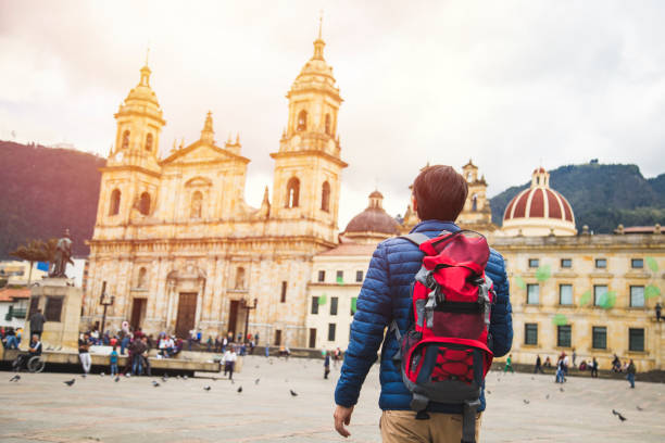 Young traveler in Bogota, Colombia stock photo