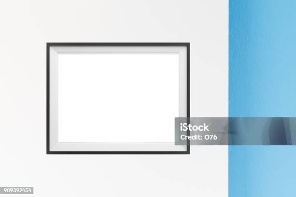 Image Of Simple Poster Frame Mockup Scene Stock Photo - Download Image Now - Picture Frame, Border - Frame, Photography