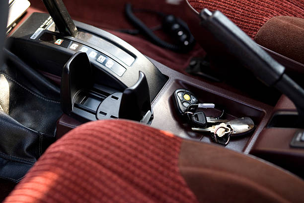 Car Interior with Keys Forgotten stock photo