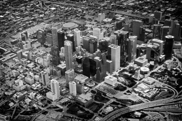 istock Downtown Houston Skyline in black and white 909402622