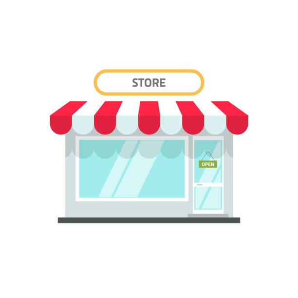 Store Or Shop Facade Vector Illustration Flat Cartoon Design Small Retail  Shop Building Front View With Open Text Isolated On White Background Stock  Illustration - Download Image Now - iStock