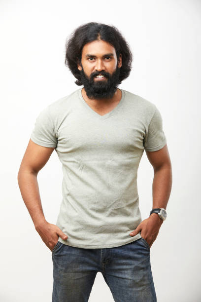 Long Hair Bearded Young Man Stock Photo - Download Image Now - Curly Hair,  India, Indian Ethnicity - iStock