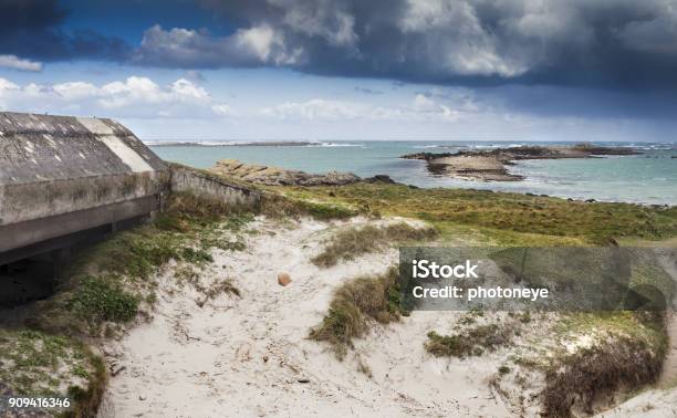 Entrance Of A Big German Bunker With Gun Part Of The Atlantic Wall Brittany France Stock Photo - Download Image Now