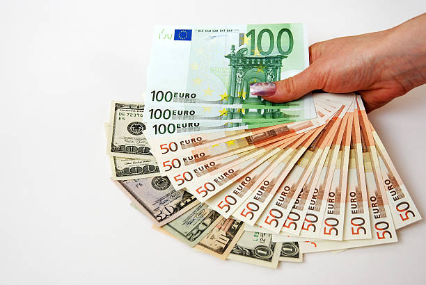 euros and dollars stock photo