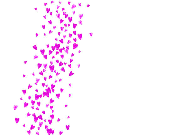 istock Valentine background with pink glitter hearts. February 14th day. Vector confetti for valentine background template. Grunge hand drawn texture. 909423264