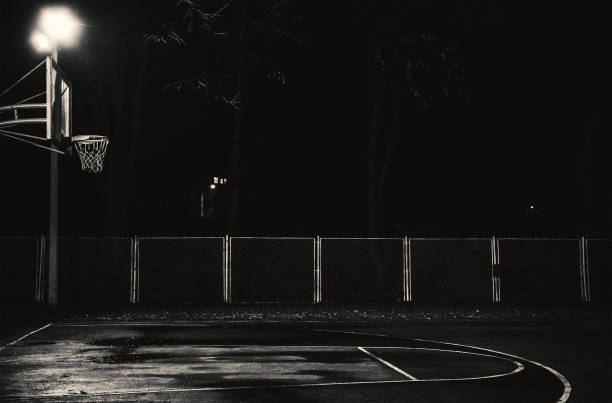 Basketball Court at Night stock photo