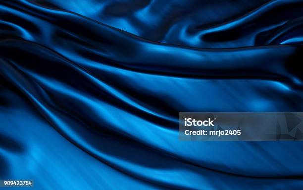 Blue Satin Cloth Background Stock Photo - Download Image Now - Blue, Silk, Textile