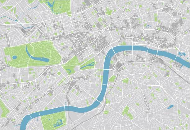 wektorowa mapa londynu z dobrze zorganizowanymi, oddzielonymi warstwami. - greater london stock illustrations