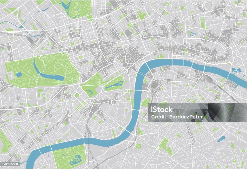 Vector city map of London with well organized separated layers. Map stock vector