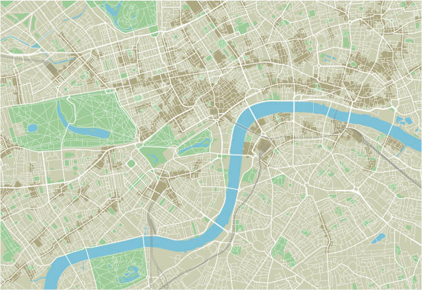 wektorowa mapa londynu z dobrze zorganizowanymi, oddzielonymi warstwami. - buckingham palace stock illustrations
