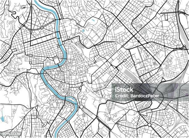 Black And White Vector City Map Of Rome With Well Organized Separated Layers Stock Illustration - Download Image Now