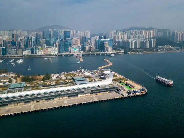 Photo of Kai Tak Cruise Terminal of Hong Kong from drone view