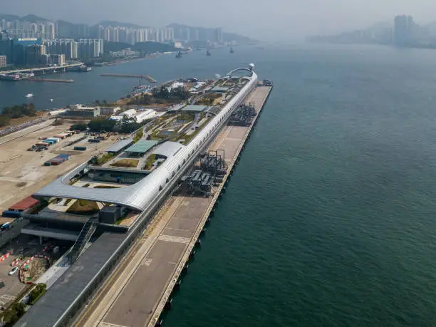 Photo of Kai Tak Cruise Terminal of Hong Kong from drone view