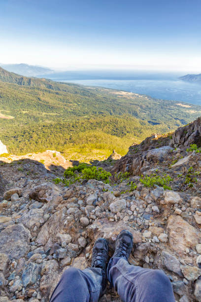 istock Portrait view of hikers legs on Mount Egon 909440016