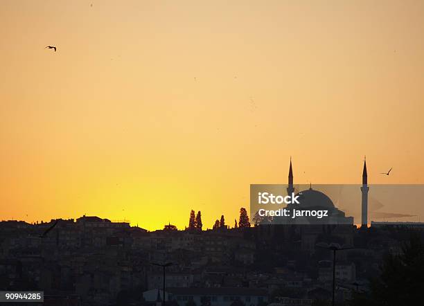 Sagoma Della Moschea Al Tramonto - Fotografie stock e altre immagini di Affidabilità - Affidabilità, Arabesco - Stili, Architettura