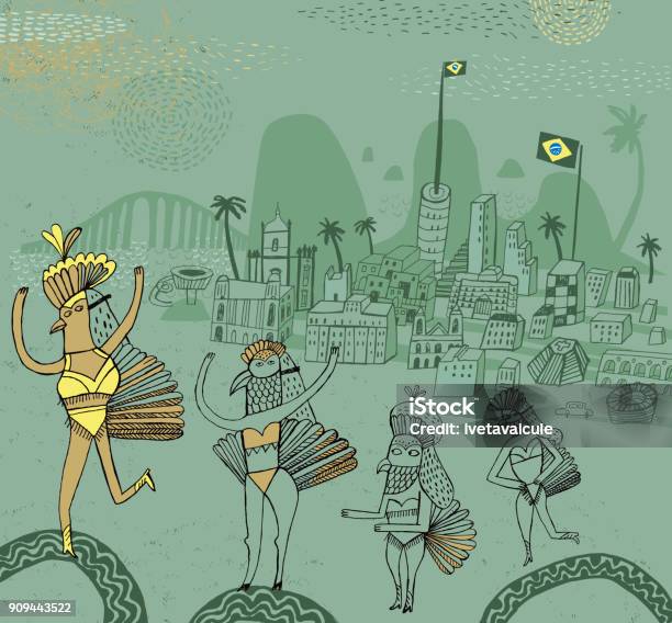 Rio De Janeiro In Brazil Stock Illustration - Download Image Now - Carnival - Celebration Event, Brazil, Rio de Janeiro