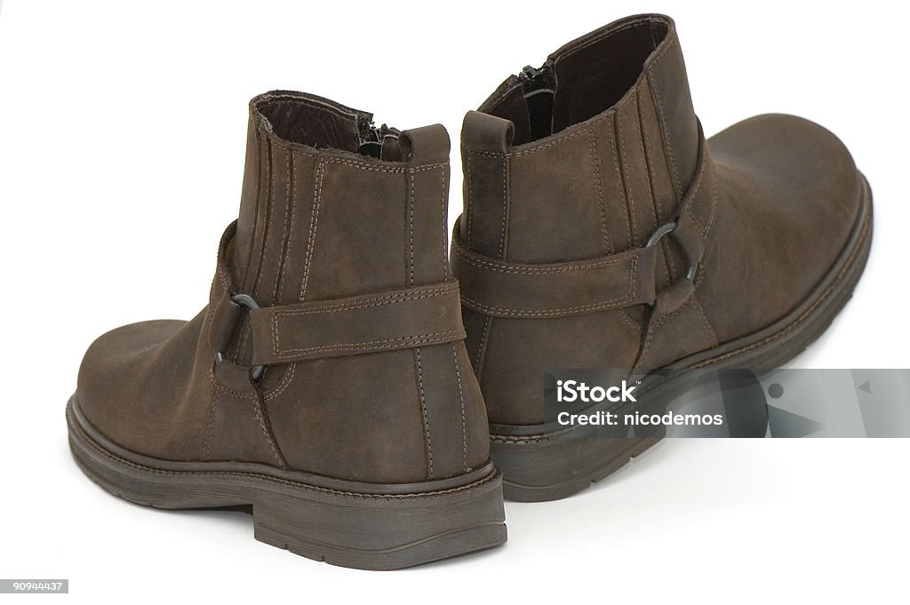 Herren-Winter-Stiefel aus braunem Leder - Lizenzfrei Braun Stock-Foto