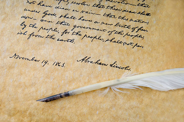Gettysburg Address and Feather Quill  abraham lincoln photos stock pictures, royalty-free photos & images