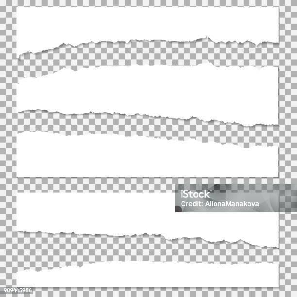 Realistische Vektor Zerrissenes Papier Mit Gerippten Kanten Mit Platz Für Ihren Text Stock Vektor Art und mehr Bilder von Papierstück