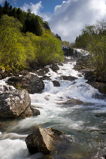 River at Rosendal 2, Hardanger, Bergen area, Norway. stock photo