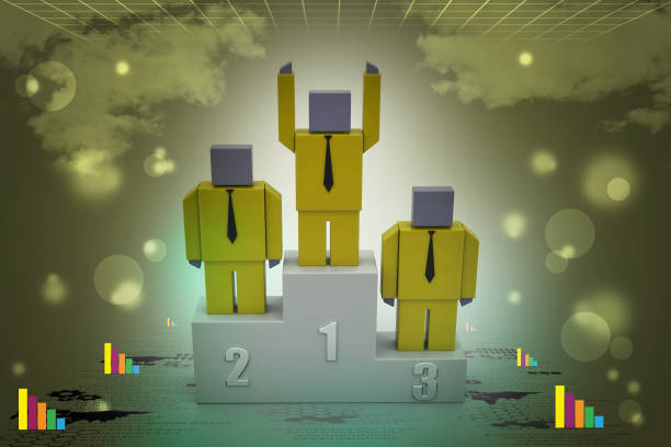istock 3d person in a podium winning first place 909448604