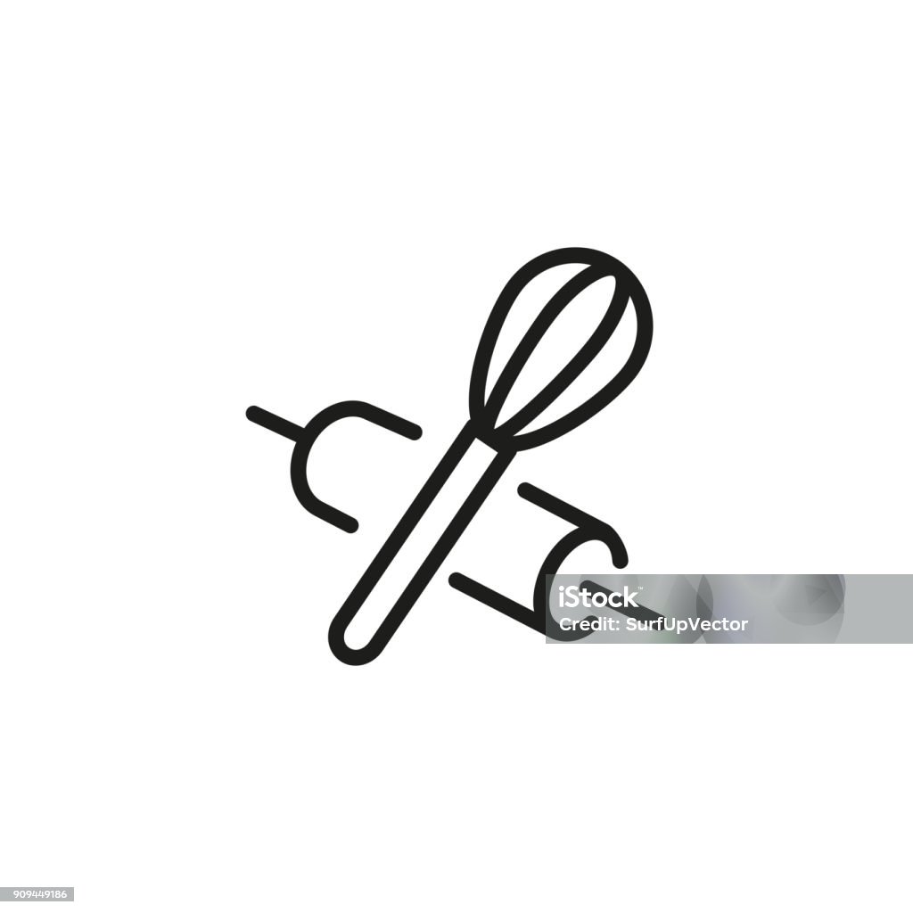 Rolling Pin and Whisk Line Icon Icon of rolling pin and whisk. Utensil, tool, equipment. Cooking concept. Can be used for topics like household, kitchen, bakery. Baking stock vector