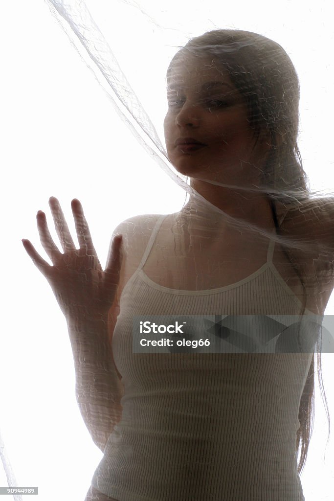 a mulher por trás de um tecido - Royalty-free Adolescência Foto de stock