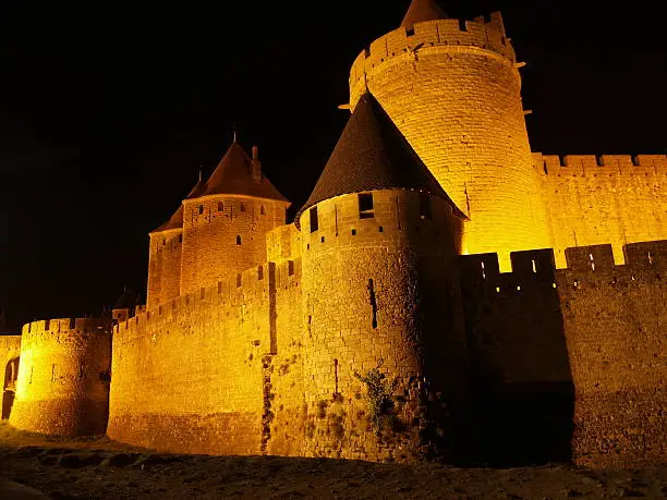 Photo of Carcassonne city walls - night