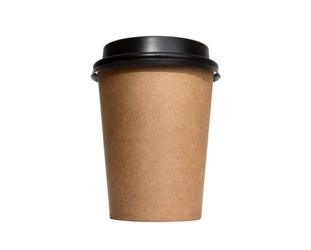 istock Blank take away kraft coffee cup isolated on white background. 909452572