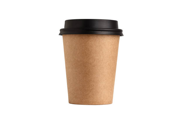 istock Blank take away kraft coffee cup isolated on white background. 909452606