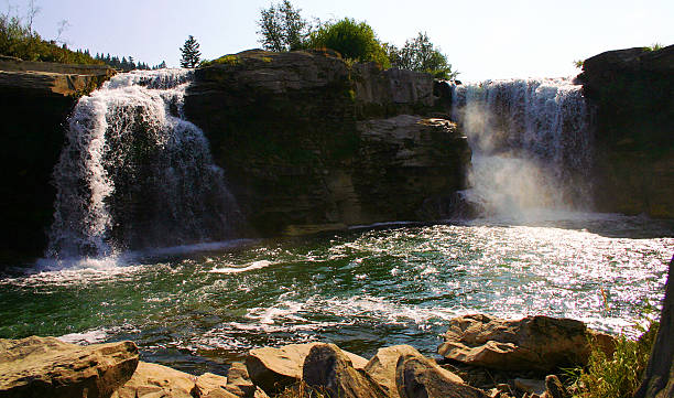 Two waterfalls stock photo