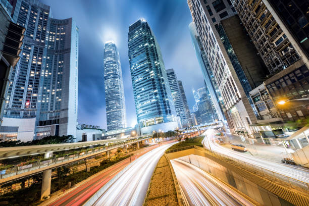 istock Cityscape at Night in Central District, Hong Kong, China 909456918