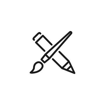 istock Pen and Brush Line Icon 909457104