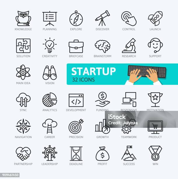 Startup Project And Development Minimal Outline Icons Collection Stock Illustration - Download Image Now