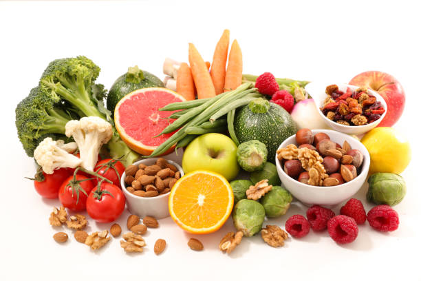 istock assorted health food on white background 909462876