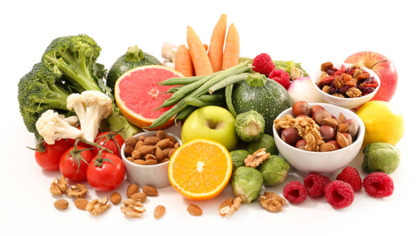 istock assorted health food on white background 909462922