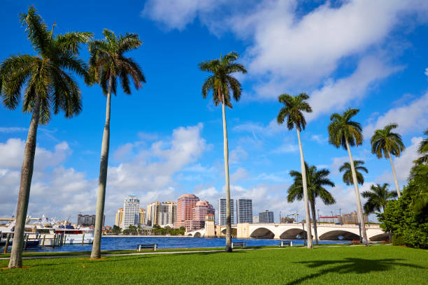 pont royal de parc horizon palm beach floride - beach florida atlantic ocean wave photos et images de collection